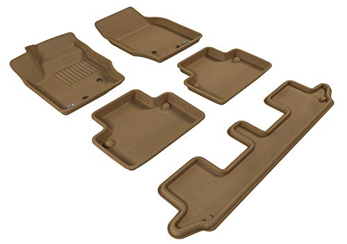 Complete Set 3D MAXpider Custom Fit All-Weather Floor Mat for Select Volvo XC90 Models - Kagu Rubber (Tan)