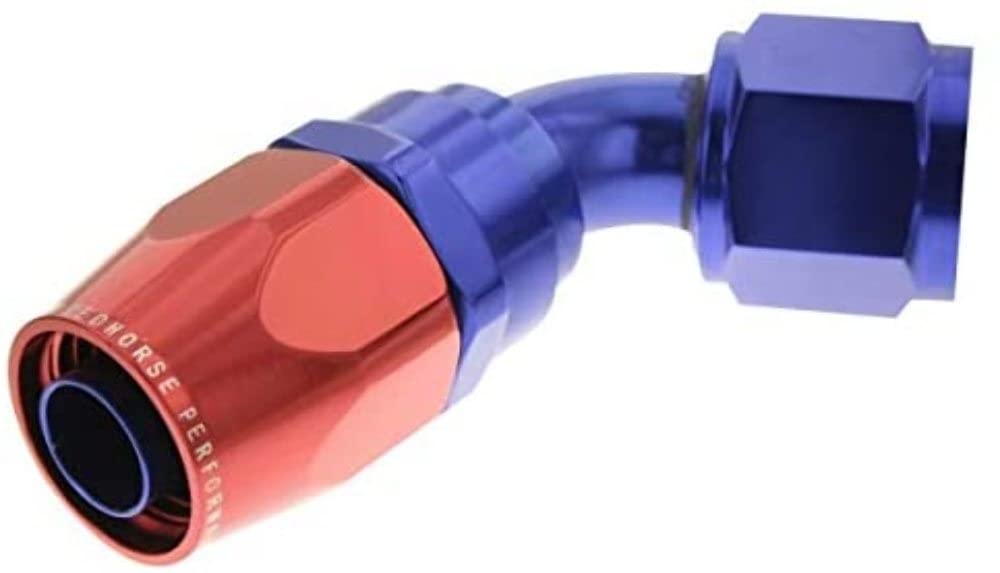 Performance Red Horse 1060-10-1-10 60 Degree Female Aluminum Hose End - Red&Blue
