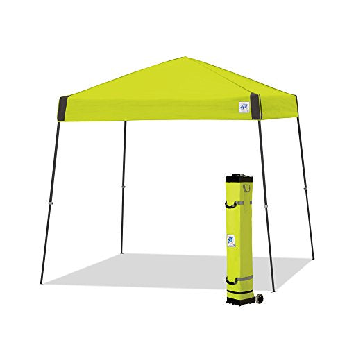 E-Z UP Instant Shelter Vista Canopy, 10' x 10', Gray Powder-Coated Steel Frame with Wide-Trax Roller Bag & 4 Piece Spike Set, Limeade