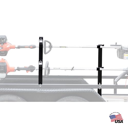 Buyers Products 2-Position Trimmer Rack for Open & Closed Landscape Trailers, Holds 2 Weed-Eaters, Made in The USA, Lawn Care Equipment, Heavy Duty Storage Solution for Work Vehicles