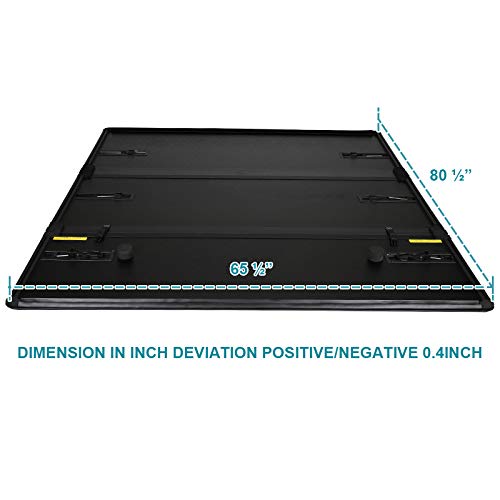Tonneau Cover Hard Tri-Fold Spec-D Tuning Compatible with Chevy Silverado Sierra 1500 2500 3500 6.5' Crew Cab 2014-2018