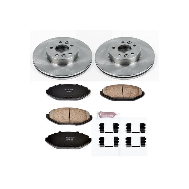 POWERSTOP Autospecialty KOE1335 Front Replacement Brake Kit-OE Brake Rotors & Ceramic Brake Pads For Ford Crown Victoria, Lincoln Town Car, Mercury Grand Marquis [Model Specific]