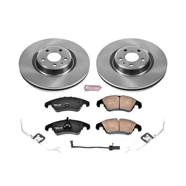 Power Stop KOE6140 Front Replacement Brake Kit-OE Brake Rotors & Ceramic Brake Pads and 1 Sensor Wire For A6, A6 Quattro, A7 Quattro, Q5, S4, S5 [Model Specific]