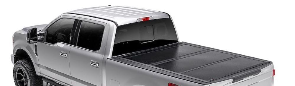 Folding Hard Tonneau Cover Fits Ford F-250 Super Duty 6.8 Foot Bed 2017-2026 Tri-Fold 3 Panel Design, Lockable with OEM Tailgate Lock Gloss Black Powder Coated Aluminum TrailFX TFX8004