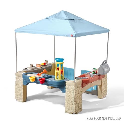 Step2 All Around Patio Playtime with Canopy Playset – Shaded Outdoor Playhouse for Kids with Realistic, Interactive Features, Room for Multiple Toddlers to Play – Dimensions: 60" H x 47.5" W x 47.5" D