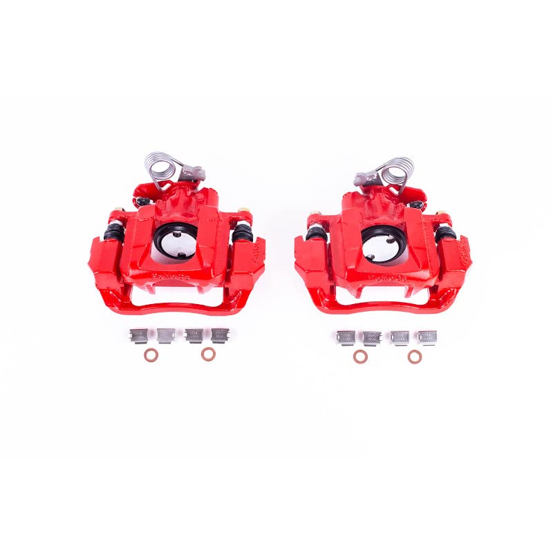 Power Stop S5212 Rear Pair of High-Temp Red Powder Coated Calipers For Ford Flex 2009, Lincoln MKS 2009-2012 [Model Specific]