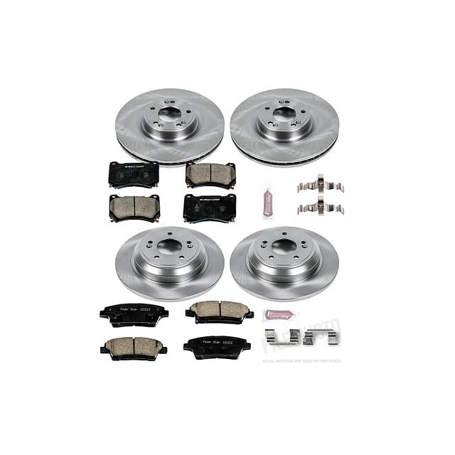 Power Stop Autospecialty KOE5845 Front and Rear Replacement Brake Kit-OE Brake Rotors & Ceramic Brake Pads For Hyundai Genesis 2010-2014 [Model Specific]
