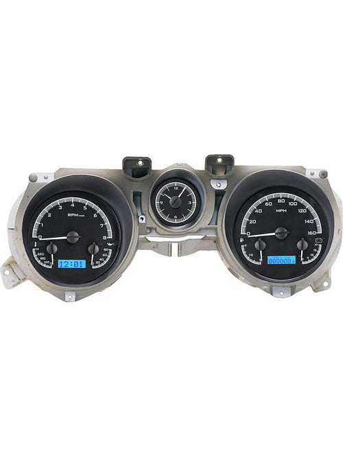 Dakota Digital VHX-71F-MUS-K-B 71-73 Ford Mustang Analog Dash Gauges Black Alloy Blue