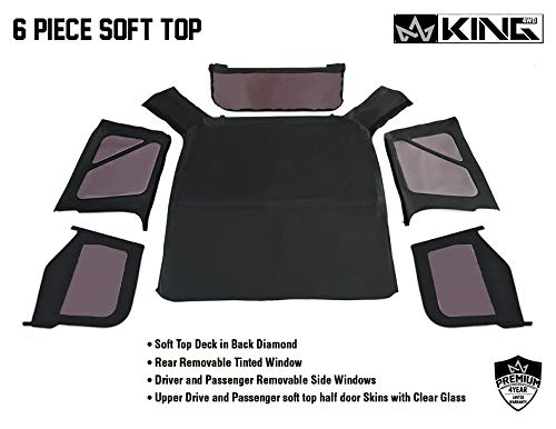 4WD King Premium Replacement Soft Top With Tinted Upper Doors - Black Diamond With Tinted Windows - Jeep Wrangler TJ 1997-2006