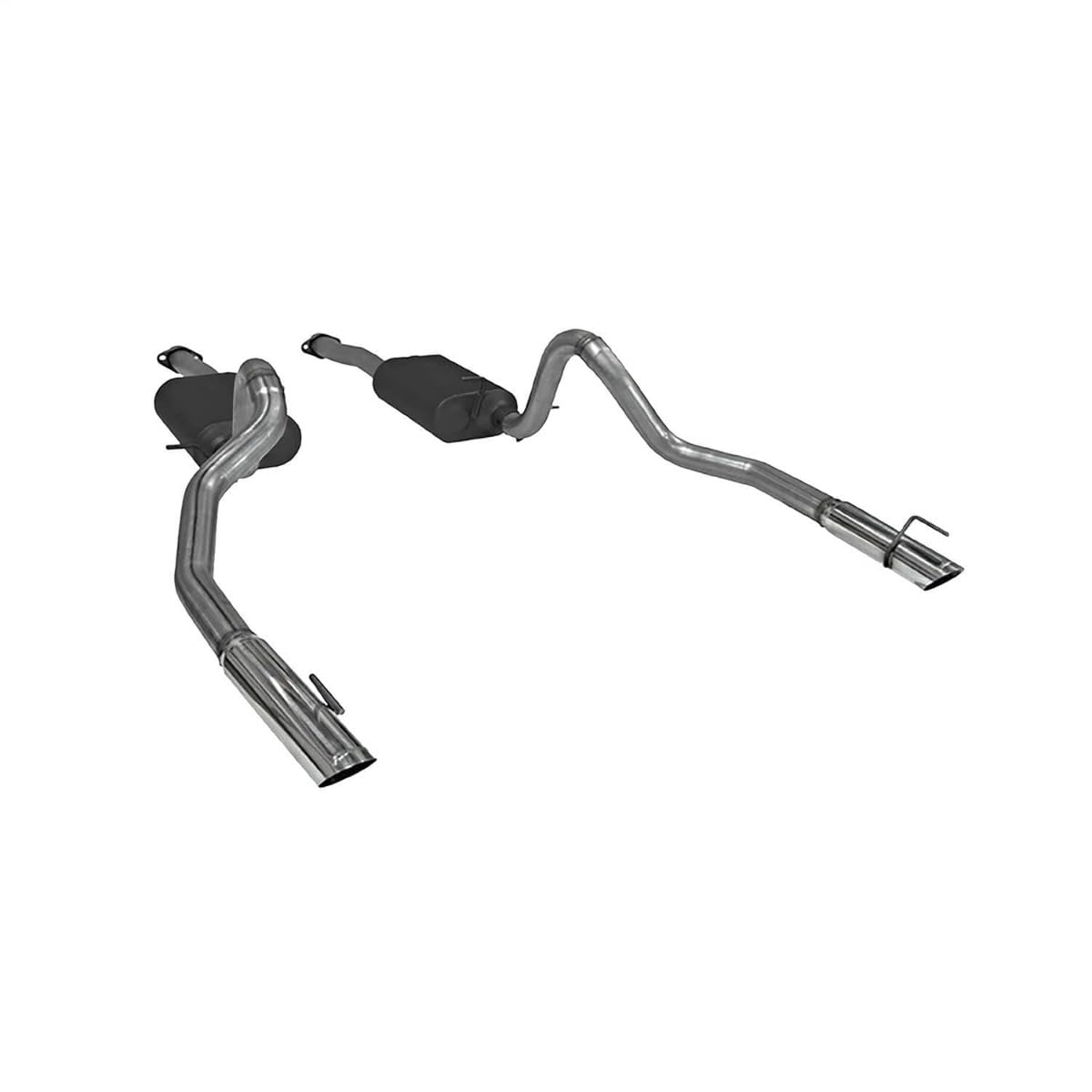 American Thunder Flowmaster 17312 Cat-Back Exhaust Kit 2.5 Inch Aluminized Steel with 3 Inch Polished Stainless Tips Compatible with 1999-2004 Ford Mustang GT, MACH 1 and Bullitt with 4.6L SOHC engine