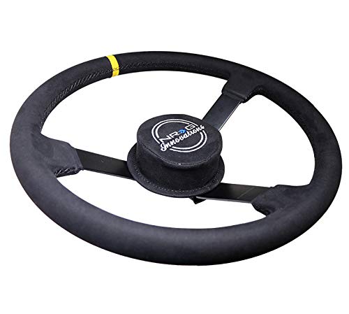 NRG Innovations Reinforced NRG-RST-380MB-A Steering Wheel 380mm Alcantara 3 Spoke, Removable Crushed Pad, Special 6 and 3 Bolt Pattern