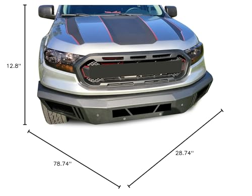 Heavy Duty Black Horse Armour Front Bumper Matte Black Compatible with 2019-2023 Ford Ranger-AFB-FORA