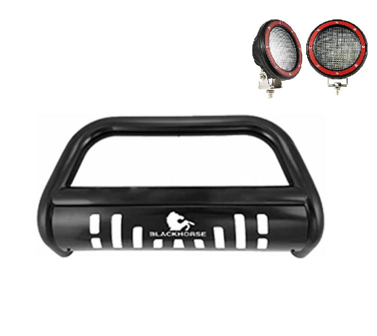 Bull Bar Kit Black Horse Skid Plate Black Compatible with 2022-2024 Hyundai Tucson-CBB-B7102SP-PLFR