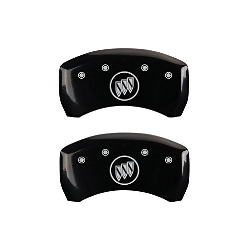 MGP Set of 4 Caliper Covers 49012SBSHBK, Engraved Front: Buick - Engraved Rear: Buick Shield, Black Powder Coat Finish, Silver Characters