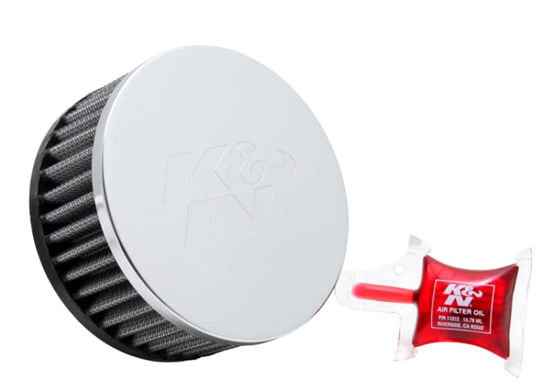 K&N Original High-Flow Lifetime Universal Clamp-On Air Filter: High Performance, Premium, Washable: Flange Diameter: 2.25 In, Filter Height: 2 In, Flange Length: 0.625 In, Shape: Round, RC-1950