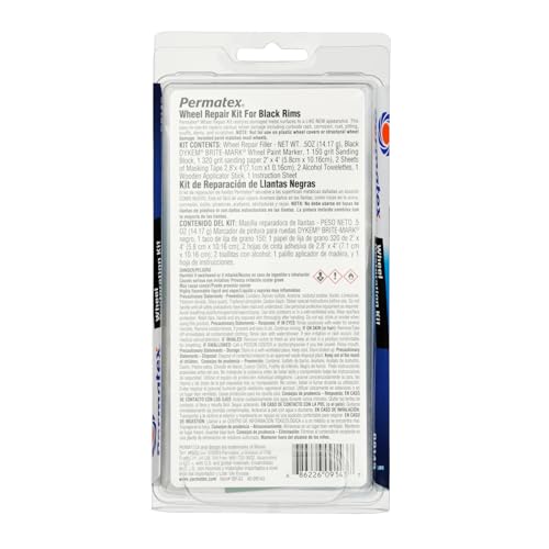 Wheel Restoration Kit Permatex 09143 - Black - Easy-to-Use Do It Yourself Kit Repairs Unappealing Wheel Damage Including Curbside Rash, Corrosion, and Scuffs for Like New Appearance