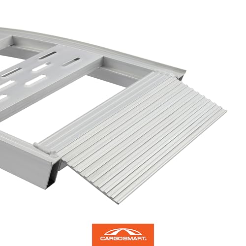 CargoSmart Fixed Aluminum S-Curve Ramp with Treads (2pk) – Easily and Safely Load and Unload Your Light Equipment, Lawn Tractors, ATVs and More, 1,500 lb. Capacity, 12” W x 90” L