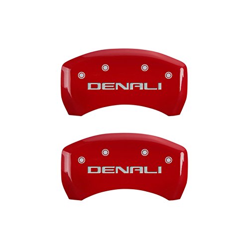 MGP Set of 4 Caliper Covers 34212SDNLRD, Engraved Front and Rear: Denali, Red Powder Coat Finish, Silver Characters