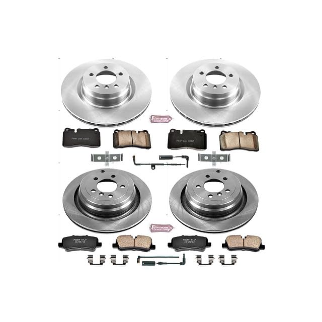 Power Stop Autospecialty KOE5744 Front and Rear Replacement Brake Kit-OE Brake Rotors & Ceramic Brake Pads and 1 Front & 1 Rear Sensor Wires