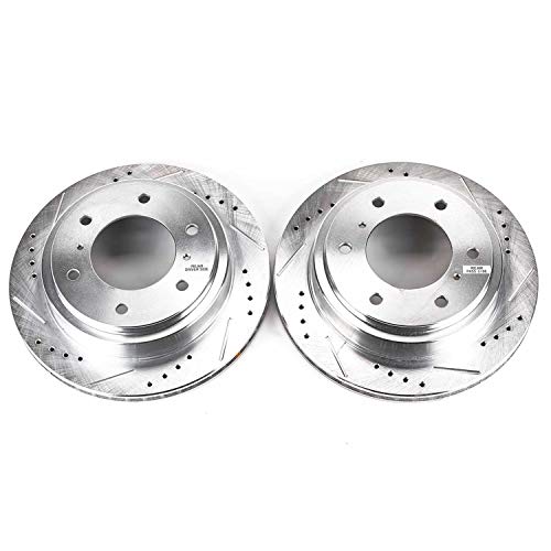 Rear Power Stop JBR1133XPR Drilled & Slotted Rotor Pair For Mitsubishi Montero 2000-2006 [Model Specific]