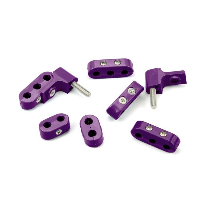 V6 Smoothie Wire Separator KIT for 7-8mm Plug Wires, 2 Brackets, 2 2-Place, and 4 3-Place Wire SEPARATORS, Purple