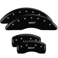 MGP Black Powder Coat Finish Caliper Covers 41111SMGPBK, Silver Characters, Set of 4
