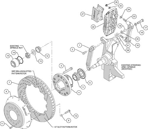 Front Hub Kit FNSL6R, 12.88", Red