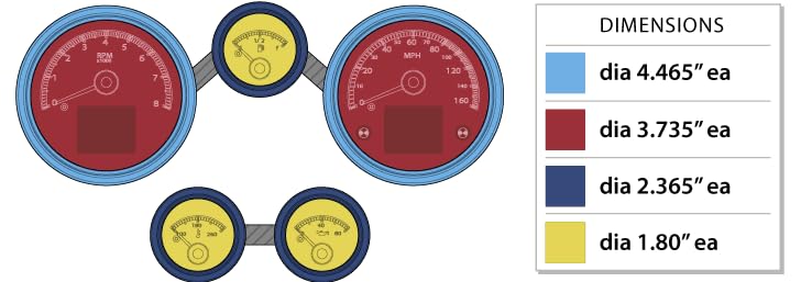 Dakota Digital HDX-70P-FIR-K Analog Gauge Instrument System Compatible with 1970-81 Pontiac Firebird Black Alloy