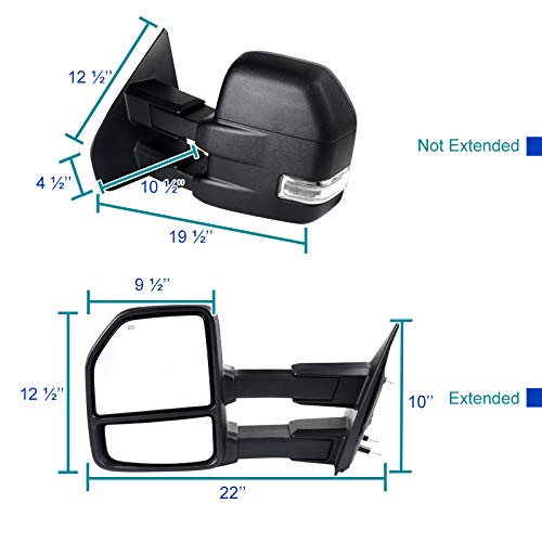 2004-2006 Ford F-150 Heated, Power Adjustable, & Manual Extendable Towing Mirrors w/ Clear Lens LED Turn Signal Lights