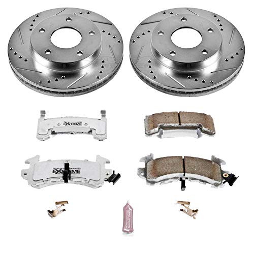 Power Stop K3003-26 Z26 Carbon Fiber Brake Pads Front OR Rear with Drilled & Slotted Brake Rotors Kit