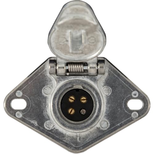 Buyers Products 4-Way Die-Cast Metal Trailer Connector, Trailer Connector Truck Side, 4 Round Pin Style, Bolt-On Mounting, Truck & Trailer Accessories