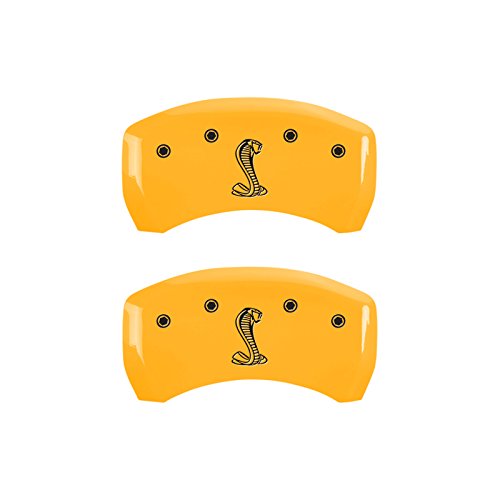Caliper Covers MGP 10197SSNKYL (Yellow Powder Coat Finish, Engraved Front and Rear: Tiffany Snake, Black Characters, Set of 4)