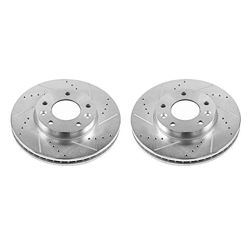 Power Stop Front JBR1549XPR Drilled and Slotted Rotor Pair For Kia Sedona 2003-2005 [Model Specific] Evolution