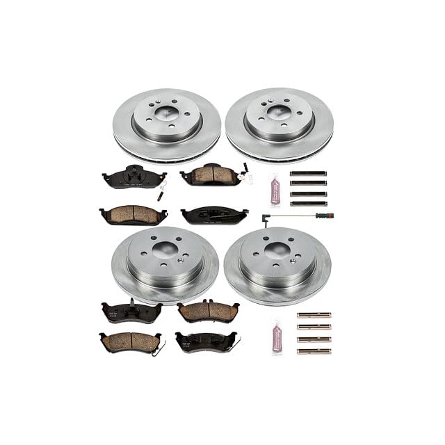 Power Stop Autospecialty KOE2833 Front and Rear Replacement Brake Kit-OE Brake Rotors & Ceramic Brake Pads and 1 Front & 1 Rear Sensor Wires For ML320, ML350, M [Model Specific]