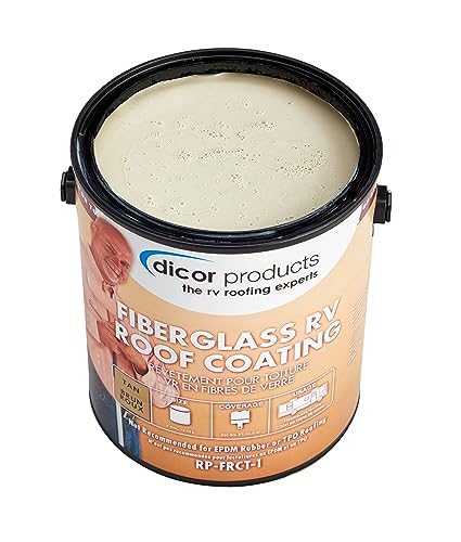 Tan Dicor RP-FRCT-1 Fiberglass RV Roof Coating - Long-Lasting and Durable