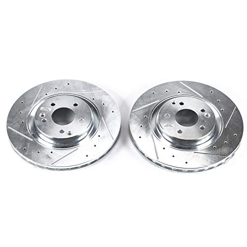 Power Stop Front EBR682XPR Drilled & Slotted Rotor Pair For Mercedes C230, Mercedes C320, Mercedes CLK350, Mercedes SLK280, Mercedes SLK300, Mercedes SLK350 [Model Specific]