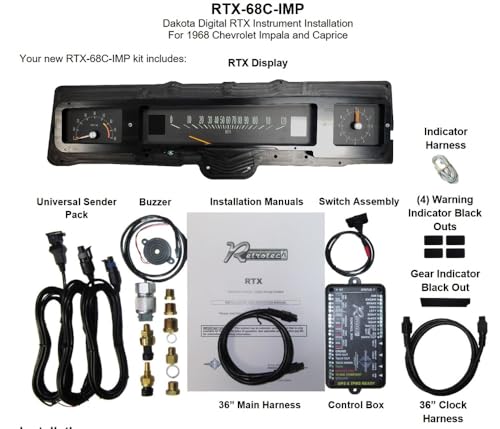 Dakota Digital RTX Gauge Instrument System RTX-68C-IMP-X Compatible with Chevy 1968 Caprice/Impala