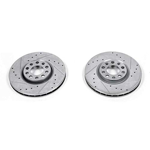 Power Stop AR83086XPR Evolution Front Drilled & Slotted Rotor Pair For Chrysler 200, Dodge Dart, Fiat 500X, Jeep Compass, Jeep Renegade [Model Specific]
