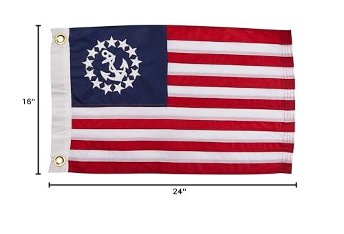 Sewn Taylor Made US Yacht Ensign Flag for Boats, 16" x 24", Marine-Grade Nylon, Fade Resistant, Brass Grommets, Embroidered Stars and Stripes, Flag only - 2020109185