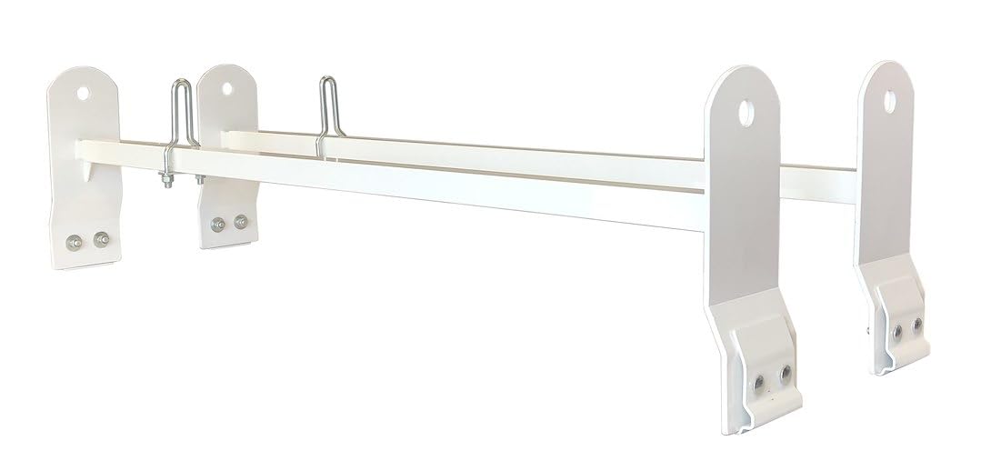 TrailFX 2-Bar Universal Van Ladder Rack White Powder Coated Steel Adjustable 53-63 Inch Length 600 lb Capacity Clamp-On Full Roof Gutter Mount FCLR004W