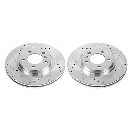 Power Stop Front EBR1413XPR Evolution Drilled & Slotted Rotor Pair For Mini Cooper Countryman 2011-2016, Mini Cooper Paceman 2013-2016 [Model Specific]