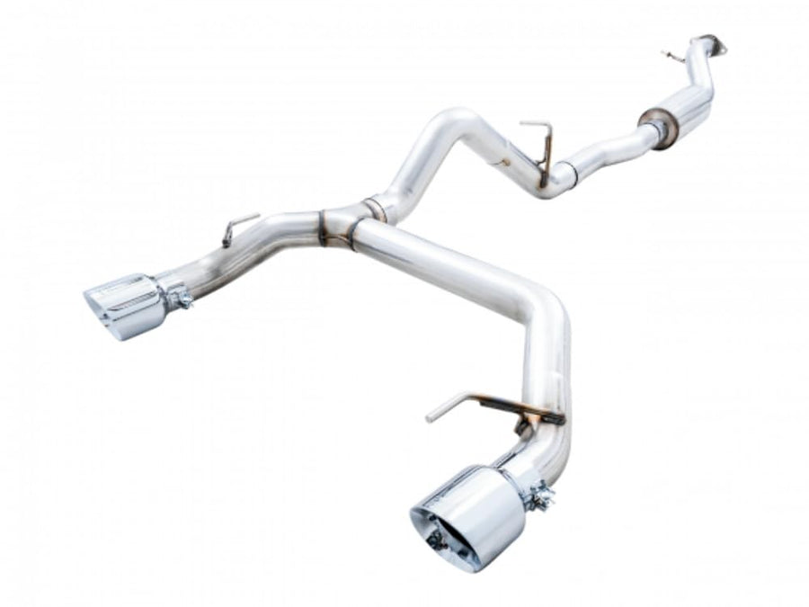 Bronco AWE Tuning 2021+ 0FG Dual Rear Exit Exhaust w/Chrome Silver Tips & Bash Guard - 3015-32456