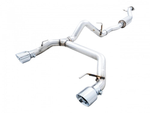 Bronco AWE Tuning 2021+ 0FG Dual Rear Exit Exhaust w/Chrome Silver Tips & Bash Guard - 3015-32456