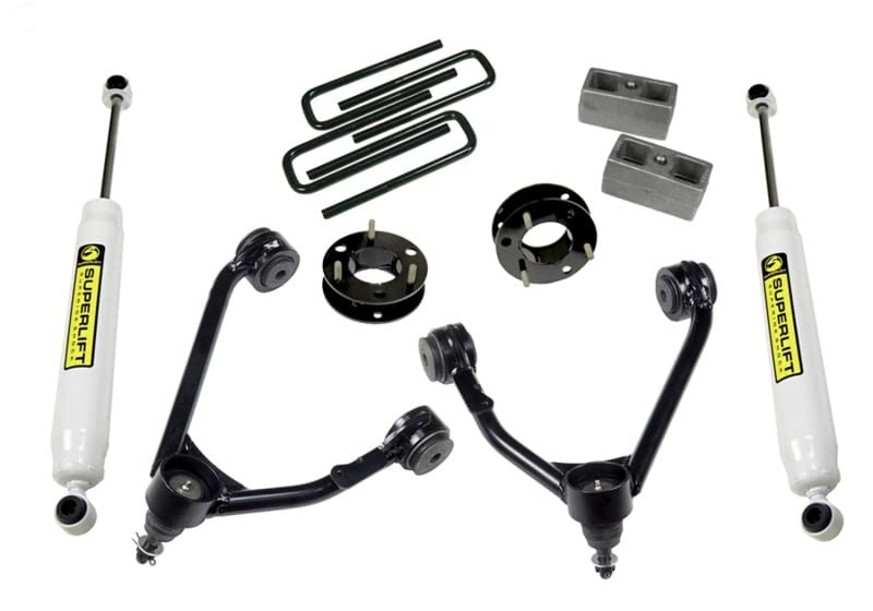 SUPERLIFT SUSPENSION RealTruck 3.5" Lift Kit | Complete Lift Kit with Rear Shadow Series Shocks & Upper Control Arms | 3850 | Fits 2007-2016 Chevrolet Silverado/GMC Sierra 1500 2WD w/Cast Steel Arms