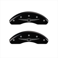 SET OF 4 CALIPER COVERS, STYLE 1/CHRYSLER WING FRONT AND REAR, BLACK POWDER CO