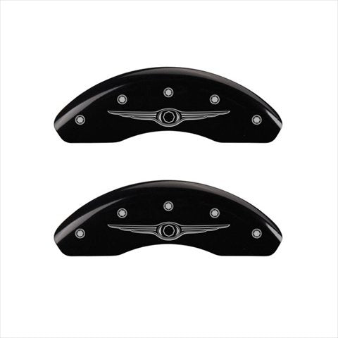 SET OF 4 CALIPER COVERS, STYLE 1/CHRYSLER WING FRONT AND REAR, BLACK POWDER CO