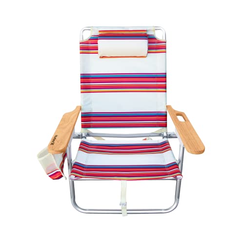 Hurley Beach Chair Mid-Height Wood Arm, One Size, Roman Stripe Berry Punch