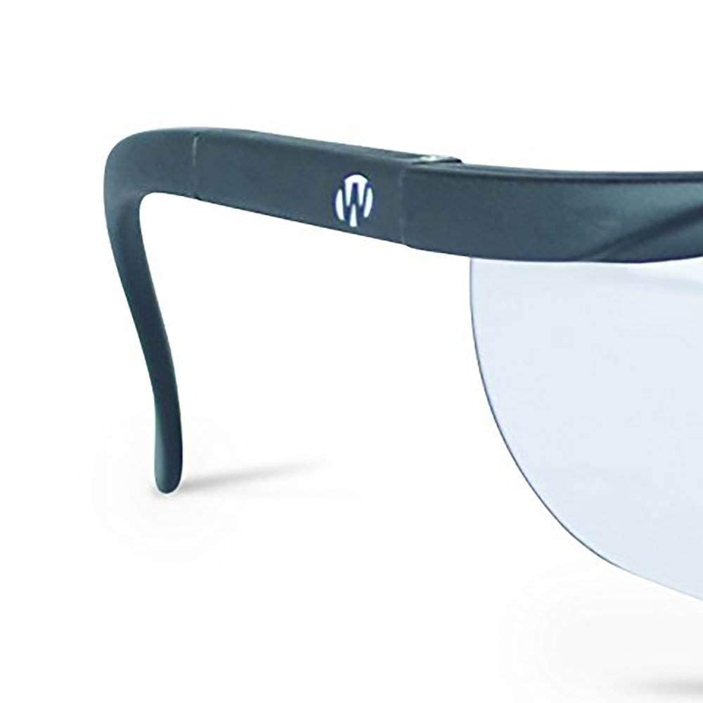 Walker's High-Grade Polycarbonate Lenses Sport Half Frame Soft Rubber Nose Piece Adjustable Safety Shooting Glasses, Clear