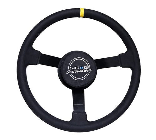 NRG Innovations Reinforced NRG-RST-380MB-A Steering Wheel 380mm Alcantara 3 Spoke, Removable Crushed Pad, Special 6 and 3 Bolt Pattern