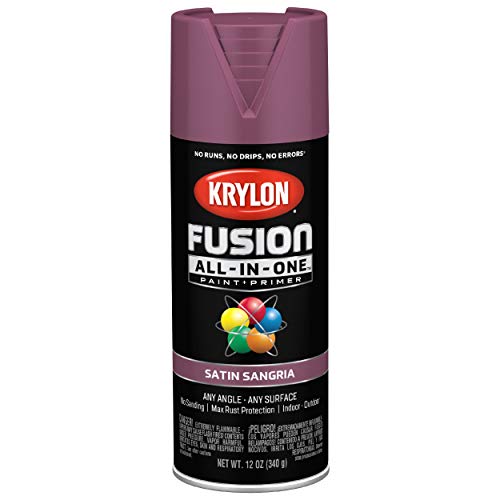 Krylon All-In-One Fusion Adhesive Spray Paint for Indoor/Outdoor Use, 12 oz, Sangria